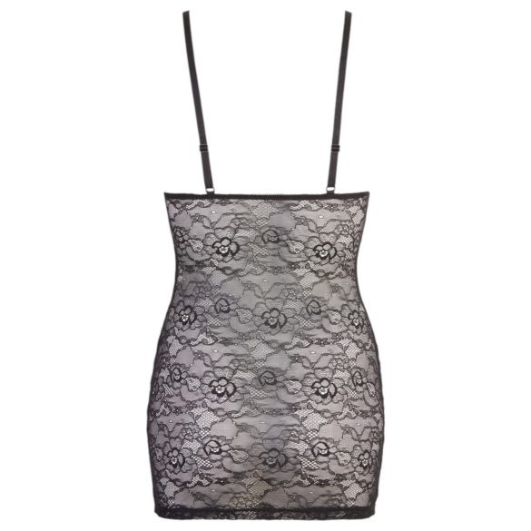 Cottelli - μίνι φόρεμα δαντέλα με γυαλιστερές ρίγες - μαύρο - M