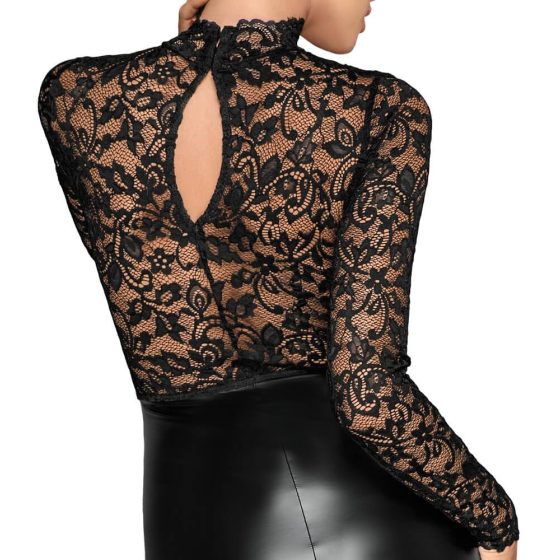 Noir - lace top, shiny dress (black) - XL