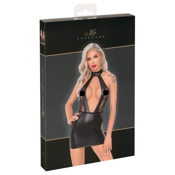 Noir - mini dress with cut-out front and halter neck (black) - M