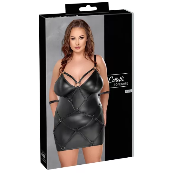 Cottelli - plus size γυναικείο φόρεμα με χειροπέδες - μαύρο