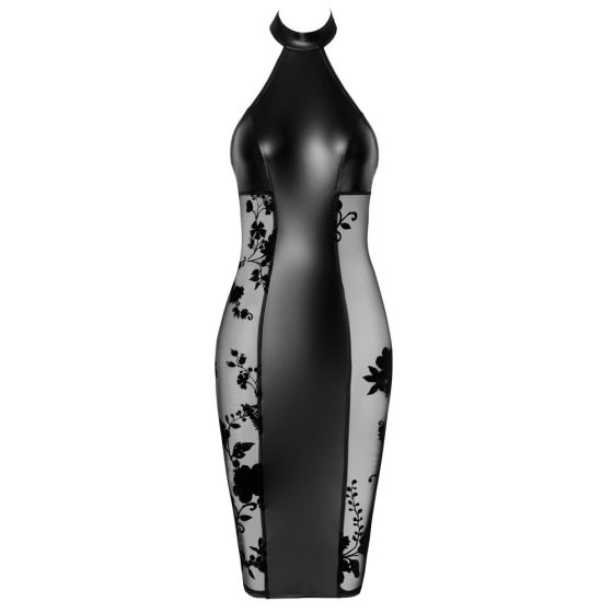 Noir - sheer sheer halter neck dress (black) - M