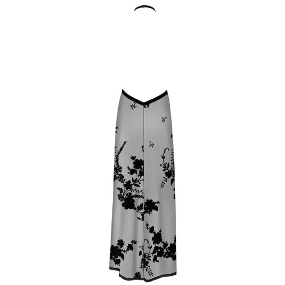 Noir - fully sheer floral print maxi dress (black)