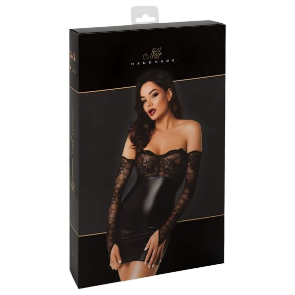 Noir - λαμπερό φόρεμα με δαντέλα (μαύρο) - M