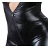 Cottelli Plus Size - ολόσωμη φόρμα party γυαλιστερή μακρυμάνικη μαύρη - 3XL