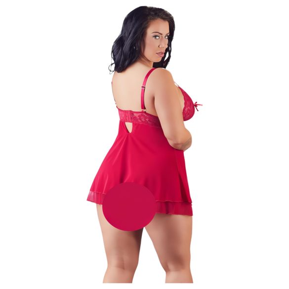 Cottelli Plus Size - babydoll με δαντέλα - κόκκινο - μεγάλα μεγέθη - XL