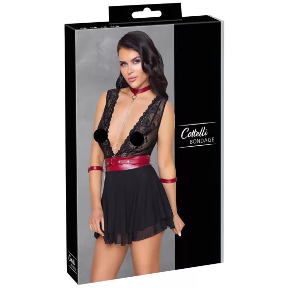 Cottelli Bondage - δαντελένιο babydoll με λαιμόκοψη (μαύρο)