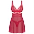 Obsessive Cupide Desir - Babydoll δαντέλα διάφανο σετ - κόκκινο - L/XL