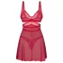 Obsessive Cupide Desir - Babydoll δαντέλα διάφανο σετ - κόκκινο - L/XL