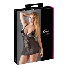   Cottelli Plus Size - Δαντελωτό διάφανο νυχτικό (μαύρο) - 2XL