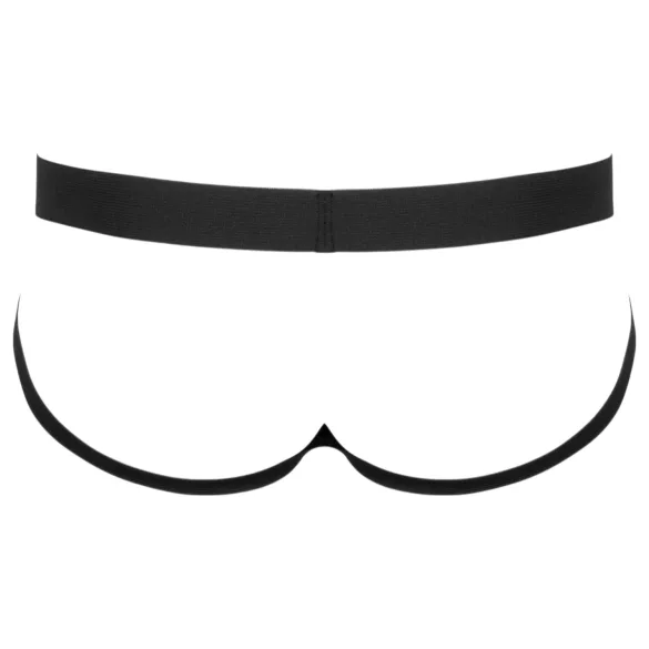 Black Level - ανδρικό jockstrap με φερμουάρ - δερμάτινη υφή μαύρο