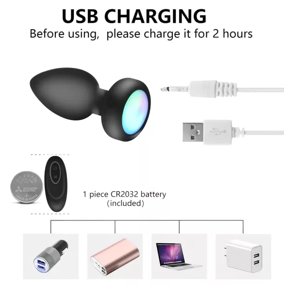 Mrow - δονούμενο πρωκτικό παιχνίδι με φως και τηλεχειριστήριο - μαύρο