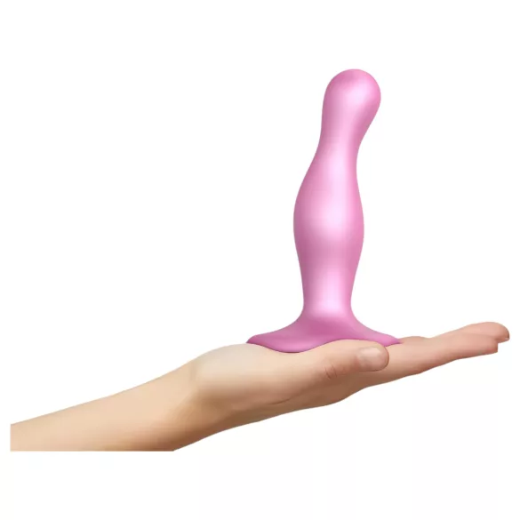 Strap-on-me Curvy S - κυματιστό δονητικό ομοίωμα με βεντούζα (ροζ)