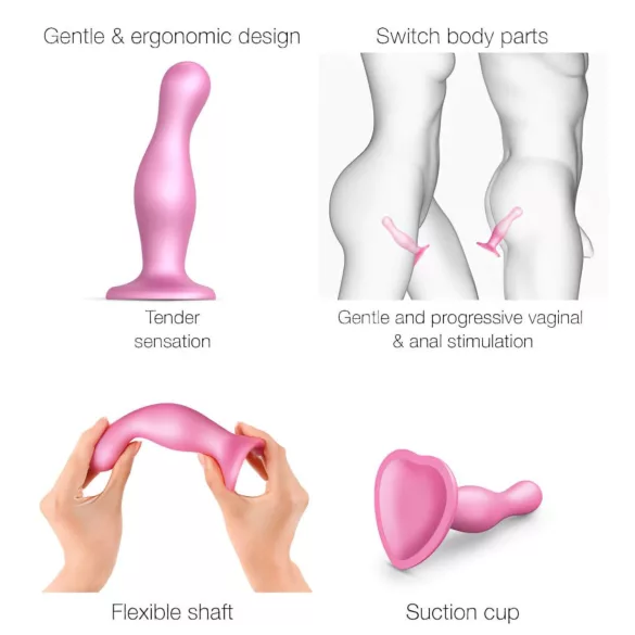 Strap-on-me Curvy S - κυματιστό δονητικό ομοίωμα με βεντούζα (ροζ)