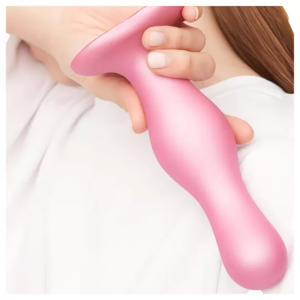 Strap-on-me Curvy S - κυματιστό δονητικό ομοίωμα με βεντούζα (ροζ)