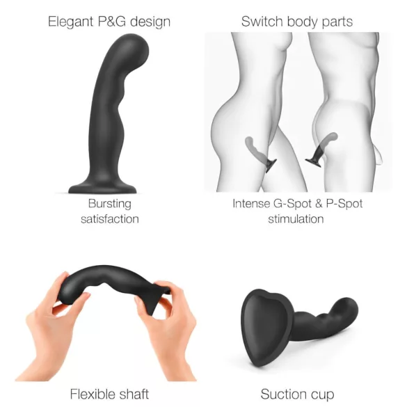 Strap-on-me - δονητής strap-on με καμπύλη & βεντούζα - μαύρος - S