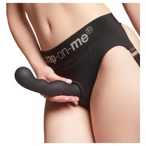 Strap-on-me - δονητής strap-on με καμπύλη & βεντούζα - μαύρος - S