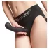 Strap-on-me - δονητής strap-on με καμπύλη & βεντούζα - μαύρος - S