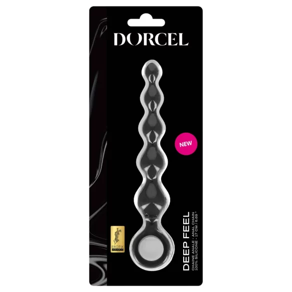 Dorcel Deep Feel - ανάγλυφο πρωκτικό dildo με χάντρες (μαύρο)
