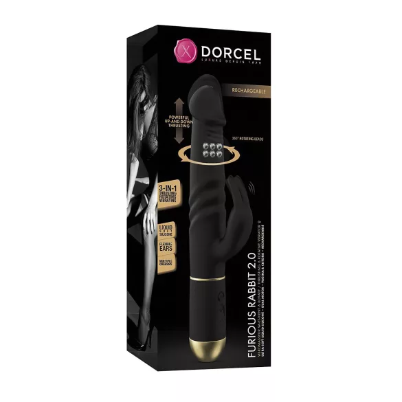 Dorcel - rabbit δονητής με ώθηση & δόνηση κλειτορίδας - μαύρο