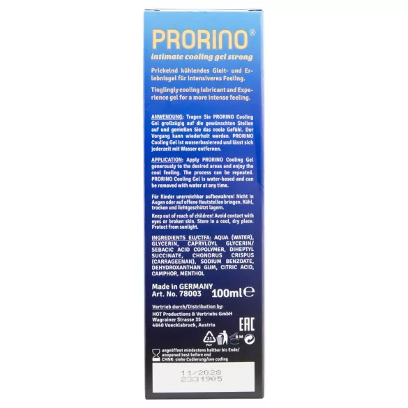 HOT Prorino - ανδρική κρέμα δροσιάς για γεννητικά όργανα - 100ml