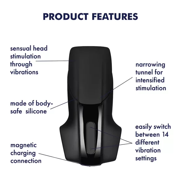 Satisfyer - ανδρικός δονητής πέους με δόνηση - επαναφορτιζόμενος μαύρος