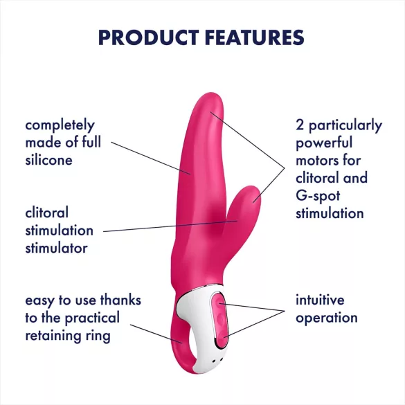 Satisfyer Mr. Rabbit - αδιάβροχος δονητής με κλειτοριδικό βραχίονα (ροζ)
