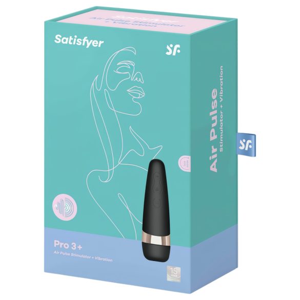 Satisfyer Pro 3+ - αδιάβροχη, επαναφορτιζόμενη διέγερση κλειτορίδας (μαύρο)