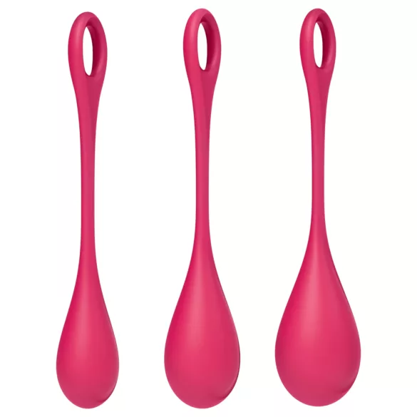 Satisfyer Yoni Power 1 - σετ μπάλες σφιγκτήρα κόλπου - 3 τεμάχια - κόκκινο