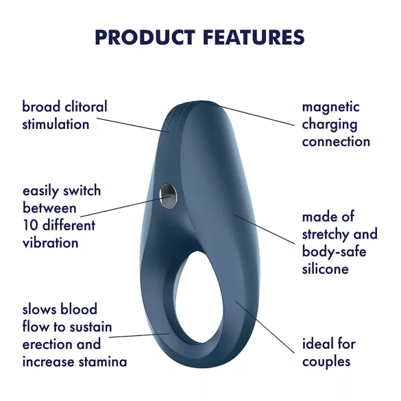Satisfyer Rocket Ring - δαχτυλίδι πέους με δόνηση, αδιάβροχο, μπλε