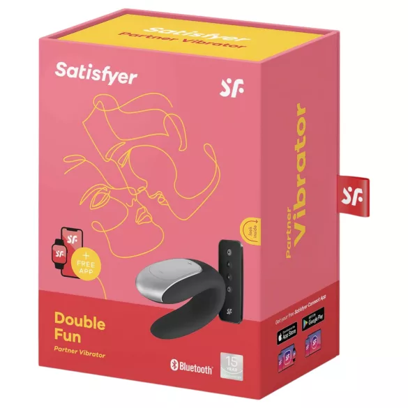 Satisfyer Double Fun - έξυπνος δονητής ζευγαριών αδιάβροχος μαύρος