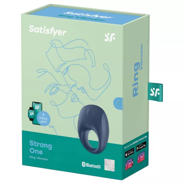 Satisfyer Strong One - δαχτυλίδι πέους με δόνηση, ελεγχόμενο μέσω εφαρμογής, για άνδρες (μπλε)