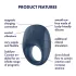Satisfyer Strong One - δαχτυλίδι πέους με δόνηση, ελεγχόμενο μέσω εφαρμογής, για άνδρες (μπλε)