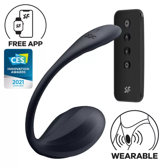 Satisfyer - ασύρματο δονούμενο αυγό - ραβδωτή υφή - μαύρο