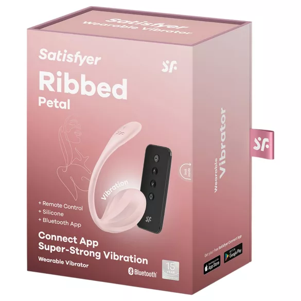 Satisfyer Ribbed Petal - φορετό δονητικό αυγό με τηλεχειρισμό (ροζ)