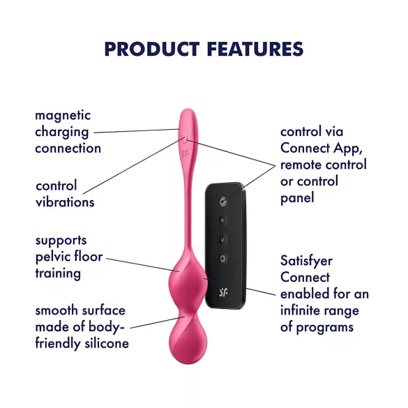 Satisfyer Love Birds 2 - δονητικές μπίλιες γκέισα με έλεγχο μέσω εφαρμογής (ροζ)