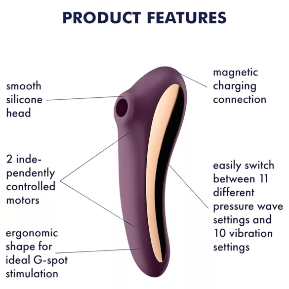 Satisfyer Dual Kiss - δονητής 2 σε 1 για κλειτορίδα & κολπική χρήση - μοβ
