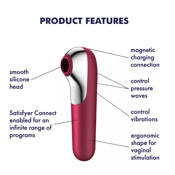 Satisfyer Dual Love - δονητής κλειτορίδας και κολπικός - έξυπνος - κόκκινο