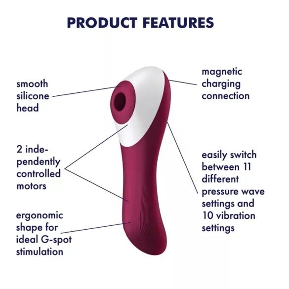 Satisfyer Dual Crush 2in1 διαμνημικός απορροφητής κλειτορίδας + δονητής σημείου G (κόκκινο)