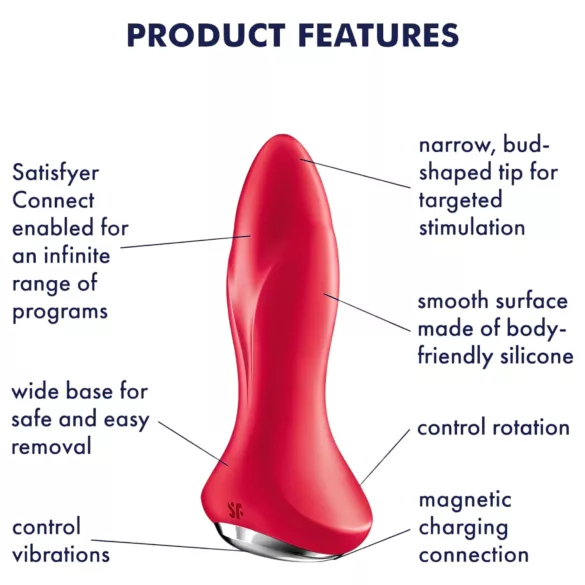 Satisfyer - περιστρεφόμενο πρωκτικό βύσμα με μαργαριτάρια - κόκκινο