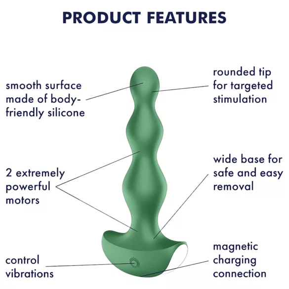 Satisfyer Lolli-Plug 2 - επαναφορτιζόμενο, αδιάβροχο πρωκτικό δονητή (πράσινο)