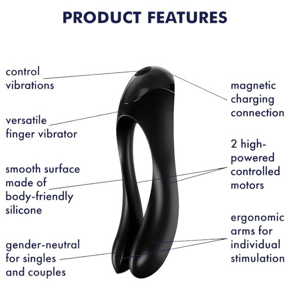 Satisfyer Candy Cane - επαναφορτιζόμενος αδιάβροχος διπλός δονητής (μαύρο)