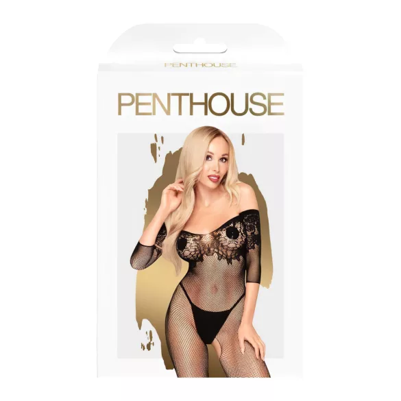 Penthouse High Profil - γυναικείο κορμάκι δαντέλα λουλουδάτο μαύρο