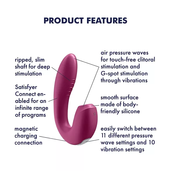 Satisfyer Sunray - επαναφορτιζόμενο, κυματισμού αέρα 2σε1 δονητής (κόκκινο)