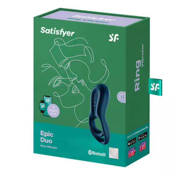 Satisfyer Epic Duo - δαχτυλίδι πέους με δόνηση - smart - μαύρο