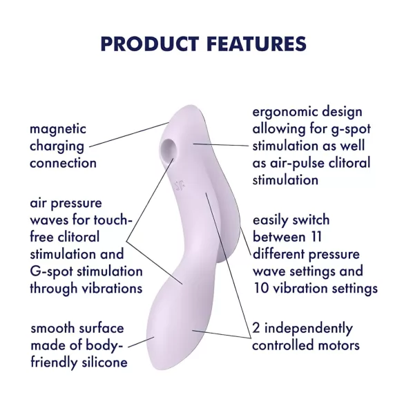 Satisfyer Curvy Trinity 2 - δονητής 2 σε 1 με κυματισμούς αέρα (μωβ)