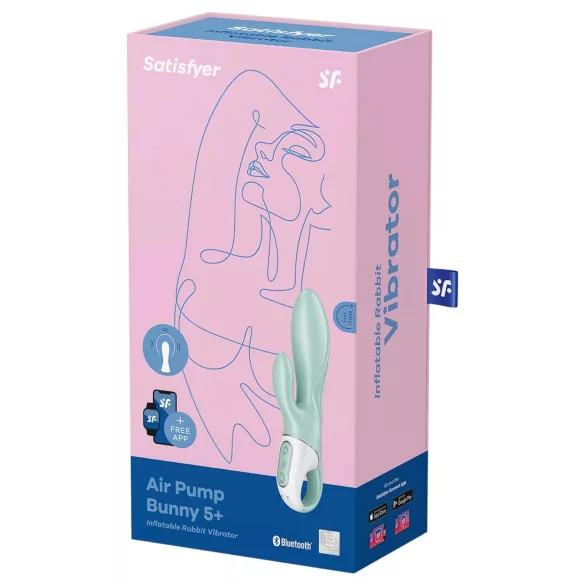 Satisfyer Air Pump Bunny 5 - Δονητής με αντλία με έλεγχο μέσω εφαρμογής (μέντα)