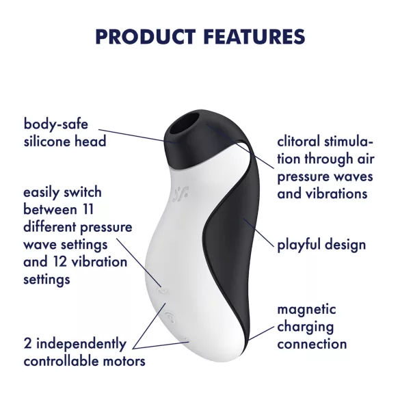 Satisfyer Orca - κλειτοριδικός διεγέρτης με κύματα αέρα - αδιάβροχος μαύρο λευκό