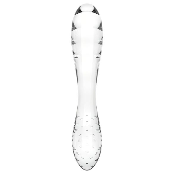 Satisfyer Dazzling Crystal 1 - διπλό γυάλινο ομοίωμα πέους - διάφανο