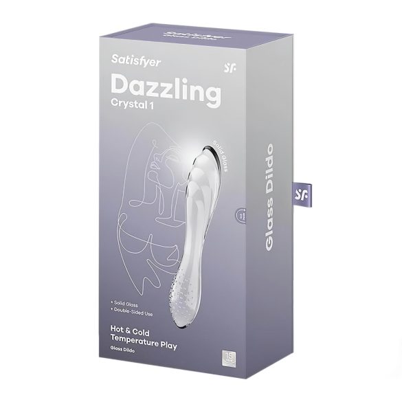 Satisfyer Dazzling Crystal 1 - διπλό γυάλινο ομοίωμα πέους - διάφανο