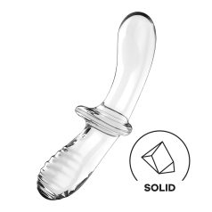  Satisfyer Double Crystal - διπλής όψης γυάλινο dildo (διαφανές)